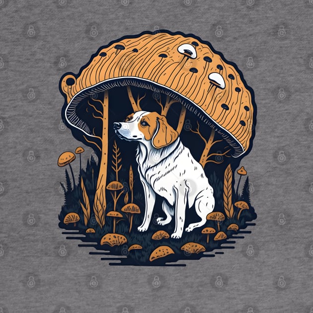 Dog Under A Mushroom by MonkeyStuff